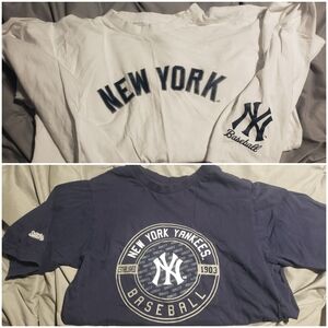 New York Yankees White and Navy Kids Short And Long Sleeve Tshirts